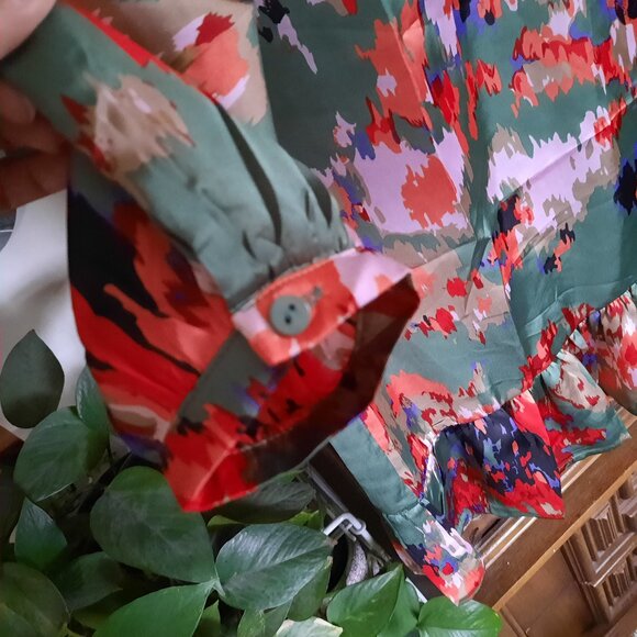 Split Neck Long Sleeve Floral Tie-Waist Ruffle Hem Dress NWT - Holiday, Size S - Picture 7 of 16